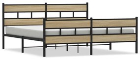 vidaXL Σκελετός Κρεβ. Χωρίς Στρώμα Sonoma Δρυς 200x200 εκ. Μεταλλικό