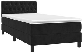 vidaXL Κρεβάτι Boxspring με Στρώμα &amp; LED Μαύρο 100x200 εκ. Βελούδινο