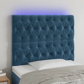 Κεφαλάρι Κρεβατιού LED Σκούρο Μπλε 100x7x118/128 εκ. Βελούδινο
