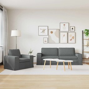 vidaXL Καναπές 2 pcs Σκούρο Γκρι