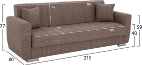 ΚΑΝΑΠΕΣ ΚΡΕΒΑΤΙ POLYA ΤΡΙΘΕΣΙΟΣ ΚΑΦΕ HM3240.02 215x80x77 εκ.