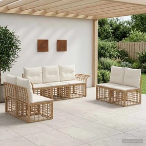 vidaXL Σειρά Καναπέ Εξωτερικού 7 pcs Φυσικό και Κρέμα Λευκό