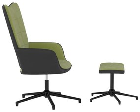 Πολυθρόνα Relax Ανοιχτό Πράσινο από Βελούδο και PVC με Σκαμπό - Πράσινο
