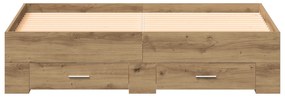 vidaXL Κρεβάτι με Συρτάρια Artisan Oak 135x190 cm Κατασκευασμένη Ξυλεία
