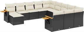 vidaXL Patio Sofa Set 10-θέσια Black and Cream