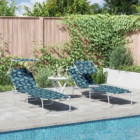 vidaXL Ξαπλώστρα 2 pcs Πράσινο 58 x 188 x 77 εκ. Πολυεστέρας