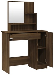 vidaXL Μπουντουάρ με Καθρέφτη Καφέ Δρυς 86,5x35x136 εκ.