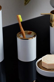 Stewehome Πλαστική θήκη οδοντόβουρτσας με λευκό και χρυσό πλαίσιο Λευκό 8x10.5 cm