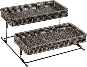 ΔΙΣΚΟΣ 2 ΕΠΙΠΕΔΩΝ SYNTH. RATTAN ΓΚΡΙ 28Χ28Χ13ΕΚ