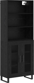 vidaXL Highboard 2 pcs Μαύρη Οξυά Επεξεργασμένο ξύλο