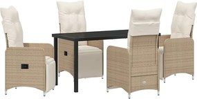 vidaXL Σέτ φαγητού για κήπο 5 pcs Μπεζ συνθετικό ρατάν