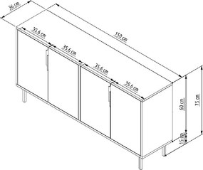 Κονσόλα Sapphire Δρυς DOZOTER 150x36x75