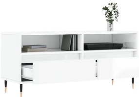 vidaXL Έπιπλο Τηλεόρασης Γυαλ. Λευκό 100x34,5x44,5 εκ. Επεξεργ. Ξύλο