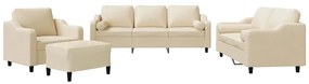 vidaXL Σετ Σαλονιού 4 Τεμαχίων Κρεμ Υφασμάτινο με Μαξιλάρια