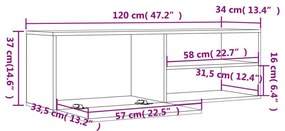 Έπιπλο Τηλεόρασης Γκρι Sonoma 120 x 34 x 37 εκ. από Επεξ. Ξύλο - Γκρι