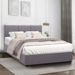 Κρεβάτι Kingston βελούδινο χρώμα γκρι 150x200εκ.