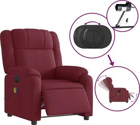 vidaXL Πολυθρόνα Μασάζ Ηλεκτρική Ανακλινόμενη Μπορντό Υφασμάτινη