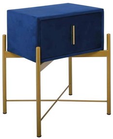 PASSION  Κομοδίνο με 1 Συρτάρι, Ύφασμα Velure Απόχρωση Μπλε