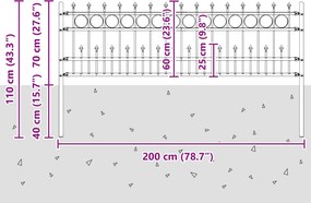 vidaXL Φράχτης Σπάικ Ρινγκ Μαύρο 200 x 130 εκ