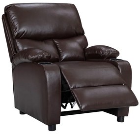 Πολυθρόνα relax με ποτηροθήκη Gartia καφέ PU 79x94x102εκ
