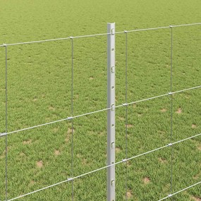 vidaXL Εξωτερική άγρια περίφραξη με στήλες 25 x 1,5 m Ασημί Δίχτυ