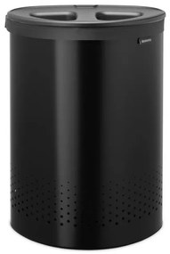 Καλάθι πλύσης Brabantia Selector 1008917, 55 l, 2 διαμερίσματα, οπές εξαερισμού, πλήρωση χωρίς άνοιγμα, Μαύρο