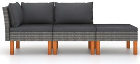 vidaXL Σαλόνι Κήπου 3 τεμ. από Συνθετικό Ρατάν / Μασίφ Ξύλο Ευκαλύπτου