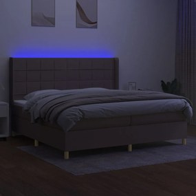 vidaXL Κρεβάτι Boxspring με Στρώμα &amp; LED Taupe 200x200 εκ. Υφασμάτινο