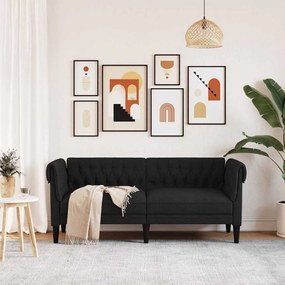 vidaXL Καναπές Διθέσιος Chesterfield Μαύρος Υφασμάτινος