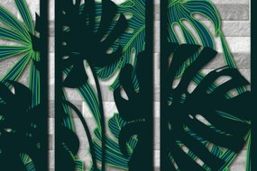 Σετ των 2 Intra απο ξύλο plywood 3mm-4mm πάχος διακόσμησης τοίχου με πάνελ 3D Monstera Δίασταση 40x40 cm INTRAFABR-71085512