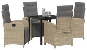 vidaXL Σέτ φαγητού για κήπο 5 pcs Μπεζ συνθετικό ρατάν