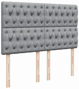 Κρεβάτι Boxspring με Στρώμα Ανοιχτό Γκρι 140x190 εκ. Υφασμάτινο - Γκρι