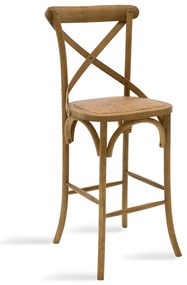 Intrahome Σκαμπό μπαρ Reid Intrahome ξύλο ανοιχτό καρυδί-έδρα καφέ rattan | SKU: INTRAPA-213111117