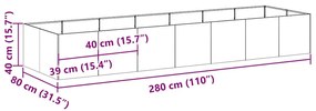 Ζαρντινιέρα 280x80x40 εκ. από Γαλβανισμένο Ατσάλι - Ασήμι