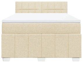 Κρεβάτι Boxspring με Στρώμα Κρεμ 160x200 εκ. Υφασμάτινο - Κρεμ