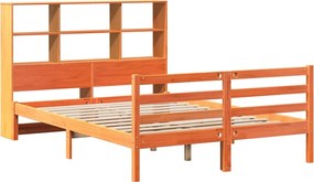 vidaXL Κρεβάτι Βιβλιοθήκη Χωρίς Στρώμα Καφέ 140x190 εκ Μασίφ Πεύκο