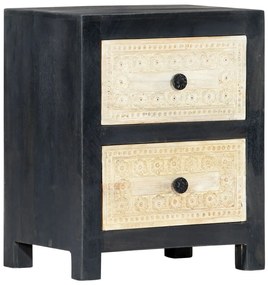 vidaXL Κομοδίνο με Σκάλισμα Γκρι 40x30x50 εκ. από Μασίφ Ξύλο Μάνγκο