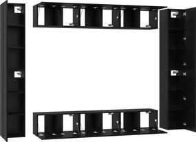 vidaXL Σετ επίπλου τηλεόρασης 10 pcs Μαύρη Οξυά Επεξεργασμένο ξύλο