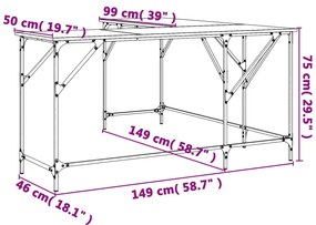 Γραφείο Μαύρο 149 x 149 x 75 εκ. από Επεξεργασμένο Ξύλο - Μαύρο