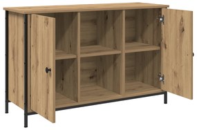 vidaXL Ντουλάπα Τηλεόρασης Μαύρη Δρυς 101x35x65 εκ. Κατασκευασμένο από ξύλο και ατσάλι