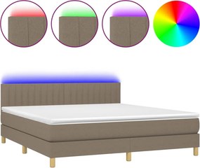 vidaXL Κρεβάτι Boxspring με Στρώμα &amp; LED Taupe 180x200 εκ. Υφασμάτινο