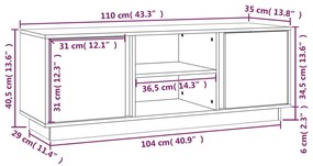 ΈΠΙΠΛΟ ΤΗΛΕΟΡΑΣΗΣ ΜΑΥΡΟ 110X35X40,5 ΕΚ. ΑΠΟ ΜΑΣΙΦ ΞΥΛΟ ΠΕΥΚΟΥ 814478