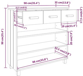 ΤΡΑΠΕΖΙ ΚΟΝΣΟΛΑ ΚΑΦΕ ΜΕΛΙ 90 X 35 X 90 ΕΚ. ΜΑΣΙΦ ΞΥΛΟ ΠΕΥΚΟΥ 340464