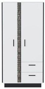Ντουλάπα Orlando U106, Γυαλιστερό λευκό, Μαύρο, Άσπρο, 192x95x54cm, Πόρτες ντουλάπας: Με μεντεσέδες | Epipla1.gr