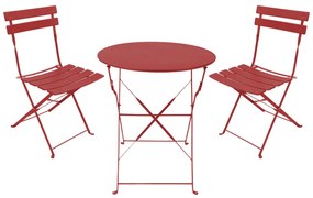 Τραπεζαρία Bistro pakoworld σετ 3τεμ μεταλλική αναδιπλούμενη σε terracotta απόχρωση Φ60x71εκ