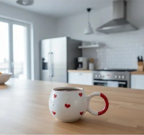 Stewehome Χειροποίητη κεραμική κούπα με ανάγλυφη καρδιά Λευκό