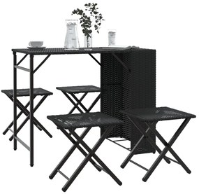 vidaXL Σετ Τραπεζαρίας Κήπου Πτυσ. 5 Τεμαχίων Μαύρο από Συνθ. Ρατάν