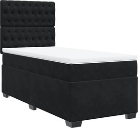 vidaXL Κρεβάτι Boxspring με Στρώμα Μαύρο 100x200 εκ. Βελούδινο