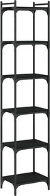 vidaXL Βιβλιοθήκη 6 Επιπέδων Μαύρη 40x30x188 εκ. Επεξεργασμένο Ξύλο