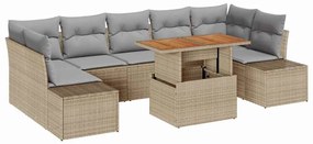 vidaXL Σέτ φαγητού για κήπο 8 pcs Μπεζ, Γκρι 100 x 55 x 73 εκ